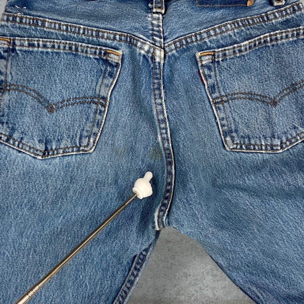 Vintage 90s Levis Jeans 501 28x30 Regular Straight Leg Fit Medium Wash Made USA - Picture 7 of 10